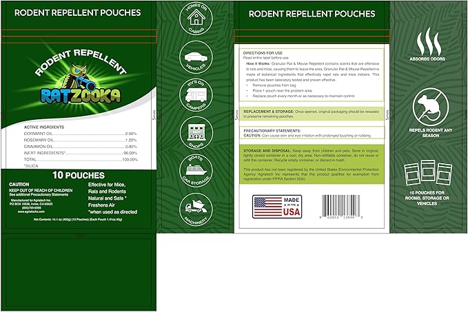 Extra-Strength Mouse Repellent Pouches with Cinnamon/Cornmint Oils, (30 Pouches) Natural Rodent Repellent, Indoor & Outdoor Mice Repellent, Safe for Pets and Kids