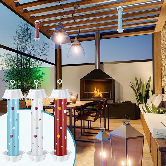 12 Pcs Sticky Fly Trap Fly Stick Indoor Outdoor Long Lasting Adhesive Fly Catcher with Hanging Hook for Wasps Gnats Bugs Insects Moths Fruit Flies Mosquitoes Spiders Fleas (White, Blue, Red)