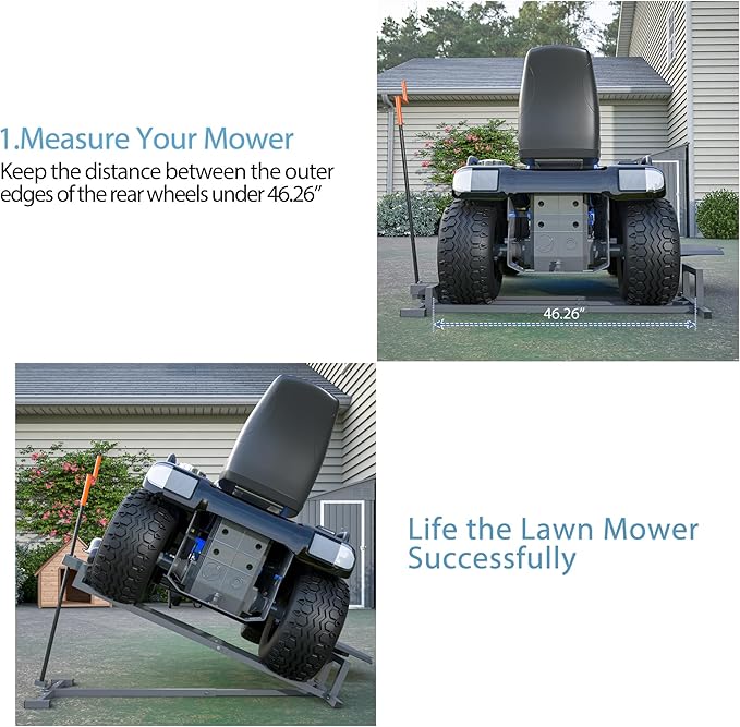 Ride-On Lawn Mower Jack Lift - Telescopic Maintenance Jack for Garden Tractors and Riding Lawn Mowers, 880 lbs Weight Capacity, Manual and Power Tool Handles Included (Grey)