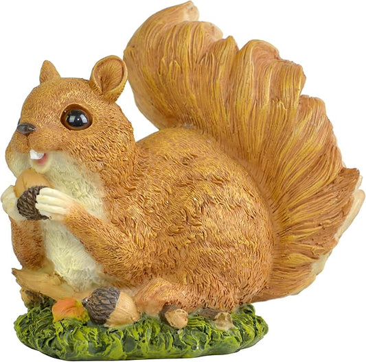 5" Squirrel with Pinecone Statue – Polyresin Figurine for Home & Garden – Whimsical Indoor/Outdoor Decoration on Grass Base