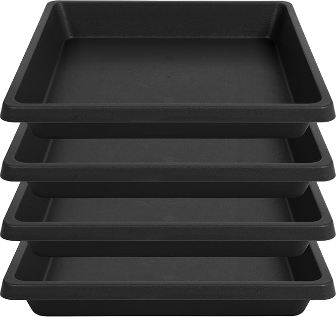 16 Inch Square Plant Saucer 4 Pack, Plant Saucers for Indoors, Large Heavy Duty Plastic Flower Plant Trays for Pots, Under Plant Water Catcher Tray for Potted Plants Outdoors Planter Water Tray