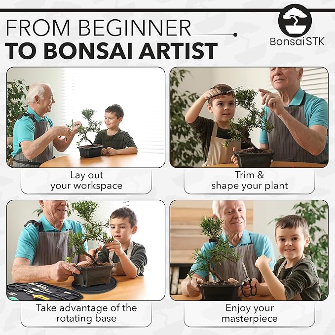 Bonsai Toolkit - Mini Garden Tools, Bonsai Wire Kit, Repotting Mat for Indoor Plants, Bonsai Tools, Succulent Tools, Bonsai Tree Kit Tools for Beginners, Bonsai Turntable, Transplanting Tool