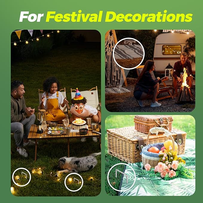 50 Pack Garden Staples,6 Inch 11 Gauge Galvanized U-Shaped Garden Stakes,Heavy-Duty Ground Lawn Stakes for Inflatables,Irrigation Tubing,Holding Fence,Weed Barrier Fabric,Decoration