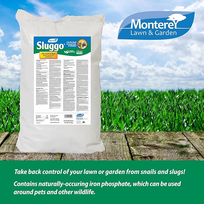 Monterey Sluggo - Organic Gardening Slug Bait & Killer, Wildlife and Pet Friendly, 40 Pounds