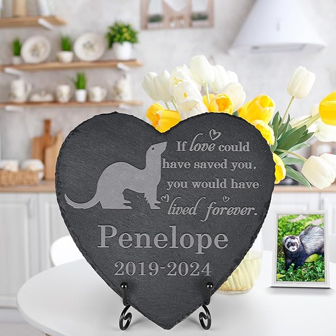 Ferret Memorial Stone - Ferret Memorial Gifts - Pet Loss Gift - Loss of Ferret - Heart