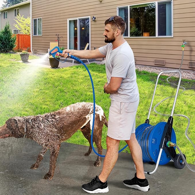 Female to Female Leader Hose for Hoses Reel, 10ft Metal Leakproof Short Garden Hose Connector, Heavy Duty 304 Stainless Steel Flexible Water Pipe for Outdoor Garden Watering Car Pet Cleaning