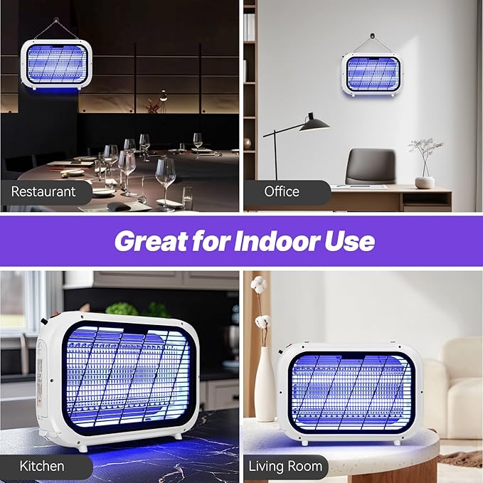 Original Bug Zapper Indoor, High-Voltage Dual Grid Mosquito Zapper, Powerful Electric Fruit Fly Mosquito Moth Gnat Trap Light, Flying Insect Killer Repellent and 2 Replacement Bulbs for Home Kitchen