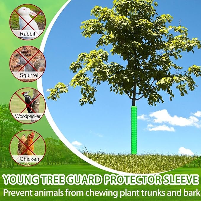 20 Pcs Corrugated Tree Guards Tubes Plastic Saplings Tree Trunk Protectors Wraps to Protect Bark from Deer, Sapling from Rodents, Mowers, Animals(15.7 x 2, 15.7 x 1.5,Army Green)