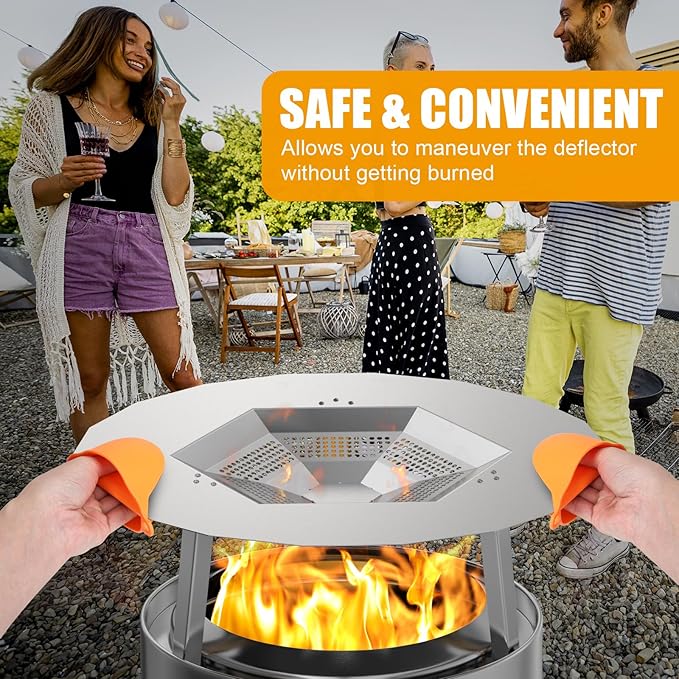 BBQ-PLUS One-Piece Heat Deflector Replacement for Solo Stove Ranger 15" Fire Pit, Stainless Steel Heat Diffuser Accessories with 3 Support Leg for Most 15 inches Outdoor/Indoor Backyard Fire Pit