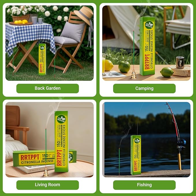 Citronella Incense Sticks with Natural Ingredients Citronella Oil Lemongrass Oil and Rosemary Oil Help You Better Enjoy Outdoor Life (150 Sticks)