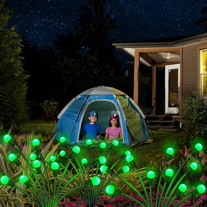 Kohlrabi Solar Halloween Lights Outdoor, 6 Pack 60 LED Solar Green Firefly Lights Waterproof, Sway by Wind, Swaying Light for Yard Patio Backyard Garden Planter Flower Bed Pathway Outdoor Decoration