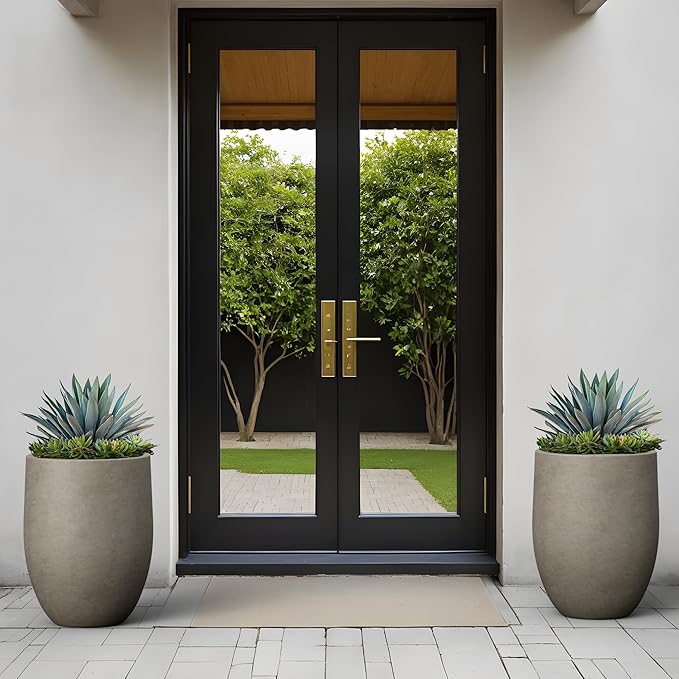 Kante 21.7" H Stone Gray Concrete Tall Planter, Large Decorative Garden Pot with Drainage Hole and Rubber Plug for Outdoor Indoor Plants, Modern Round Style for Home and Garden