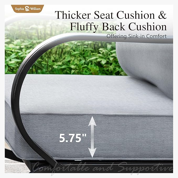 Sophia & William Patio Furniture Sets with 45" Gas Fire Pit Table for 7 Outdoor Conversation Sets 6 Pcs, 2 x Swivel Cushioned Sofa Chairs, 1x3-Seat Sofa, 2xOttomans for Backyard Poolside Grey