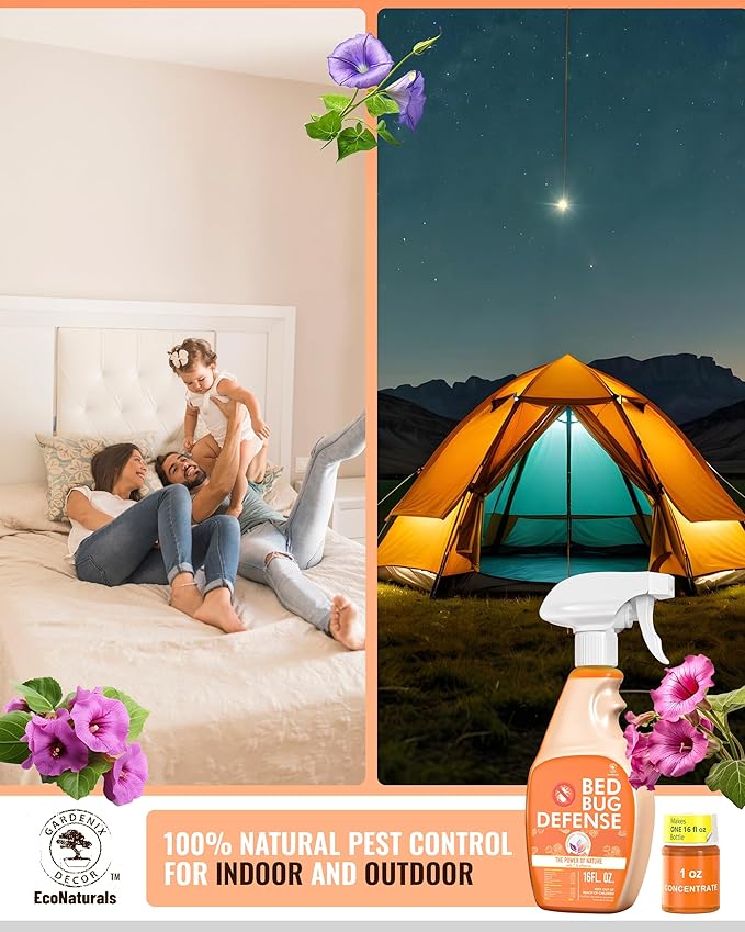 All Natural Bed Bug Spray -Non-Toxic Bed Bug Killer - 2 Bottle Pack 16 oz + 1 oz Concentrate - Fast-Acting Bed Bug Killer | Kills Fleas and Mites