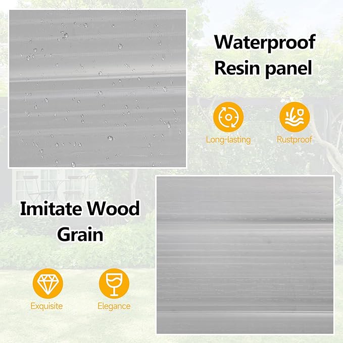 6 * 4.4 FT Resin Outdoor Storage Shed Plastic Shed with Floor, Reinforced Floor for Patio Furniture, Gardening Tools, Lawn Mower, Plastic Garden Shed with Lockable Door for Backyard (Gray)