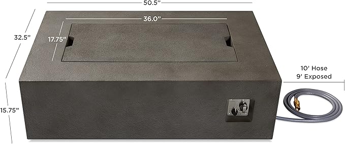 Real Flame Baltic Rectangle Natural Gas Fire Table, Glacier Gray