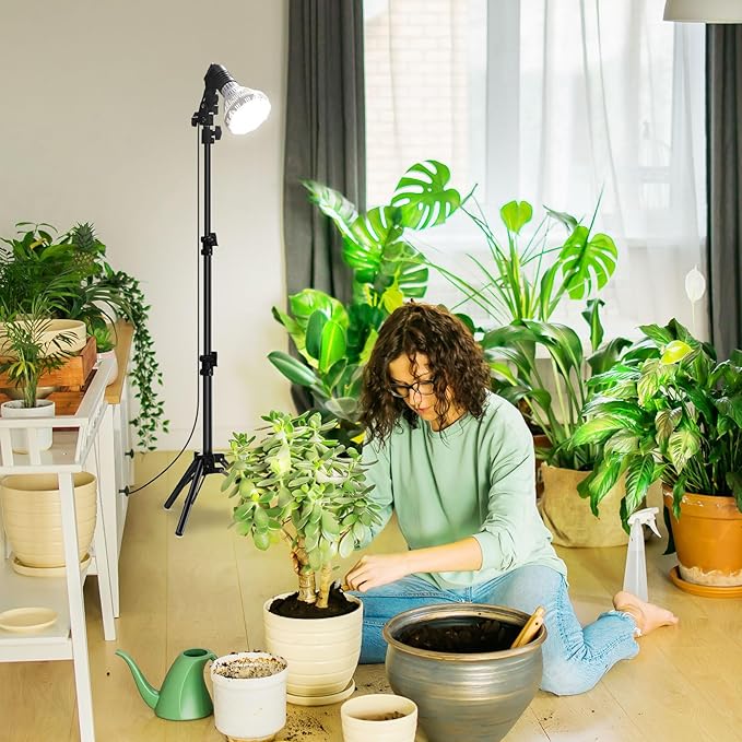 SANSI Grow Lights for Indoor Plants, Dimmable Br30 40W Plant Lights for Indoor Growing, 35.8"-47" Adjustable Tripod Standing Grow Light Plant Light with Remote Control Auto On/Off Timer