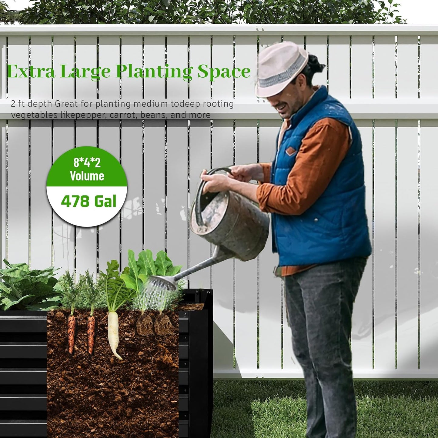 8x4x2 ft Raised Garden Bed, Large Metal Planter Raised Beds, Planters for Outdoor Plants for Vegetables, Flowers, Herbs, Fruits, and Succulents.(2 Pcs)