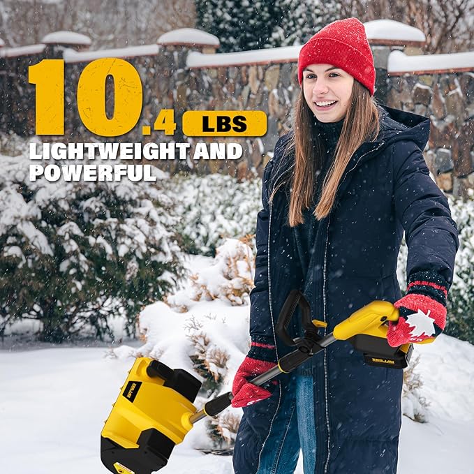 Cordless Snow Shovel, 12-Inch 20V Electric Snow Shovels, Snow Shovel for Driveway with Directional Plate and Adjustable Front Handle, Equipped with LED lights, 4.0Ah Battery and Quick Charger Included