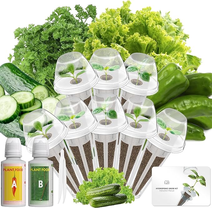 Vegetable Salad Green Seed Pod Kit for Aerogarden, Ahopegarden Hydroponics Growing System Indoor Garden, Include American Fast Lettuce, Green Pepper, Cucumber, Parsley, 16 Pods, 500+ Seeds