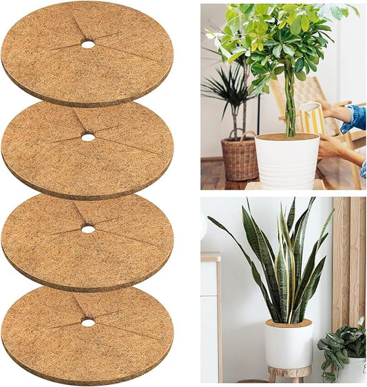 Legigo 4pcs Coconut Fiber Mulch Ring Tree Plant Protector Mat, 18 Inch Natural Coco Coir Tree Protection Ring Plant Pot Soil Cover, Tree Rings Disc Plant Cover for Indoor Outdoor Plants,Landscaping