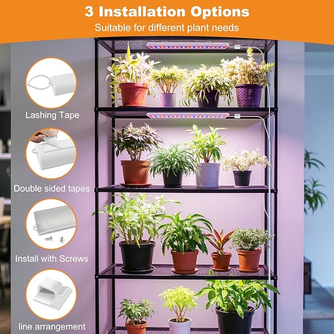 Grow Lights for Indoor Plants, 420 LEDs 5000k Full Spectrum LED Grow Light, 40W Plant Lights for Indoor Growing with 4/8/12/16H Auto Timer, 3 Light Modes & 5 Dimming Levels, 4 Pack.