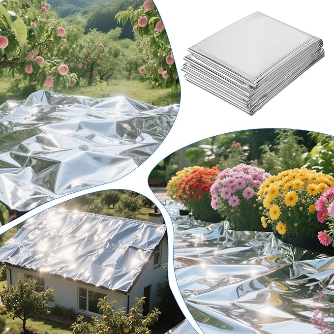 2 Pcs Plant Growth Mylar Films, 82.6 x 51.2 Inch Garden House Covering Foil Sheets High Reflective Mylar Film for Plant Growth, Grow Room, Camping