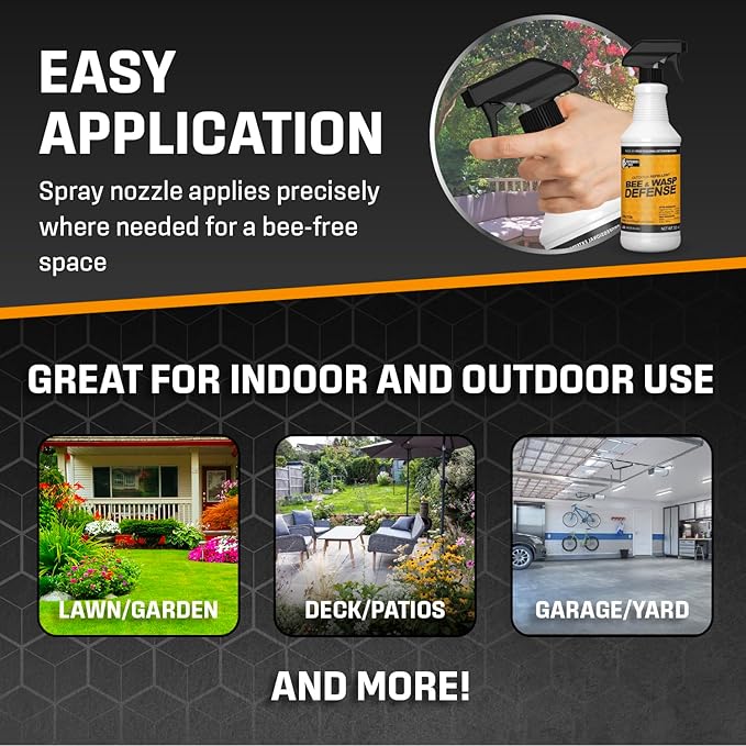Exterminators Choice Bee Spray & Wasp Control - 32 Oz Aerosol - Natural Essential Oil Formula, Helps Keep Bees & Wasps Away in Patio, Garden & Yard, Safe for Kids & Pets