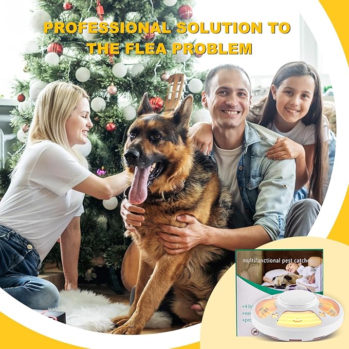 4 Pcs Flea Traps for Inside Your Home with 8 Sticky Pads, Bed Bug Tick Killer Flea Light Gnat Traps Pest Control, UV Night Light Bug Catcher for Bugs Moths Gnat Indoor and Outdoor(White)