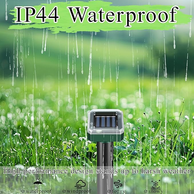 Mole Repellent Solar Powered 10 Pack Snake Repellent for Yard Outdoor, Waterproof Sonic Spikes Stakes for Lawns, Get Rid of Groundhog Chipmunk Chaser Vole Repellent, Effective for Lawns, Garden, Farm