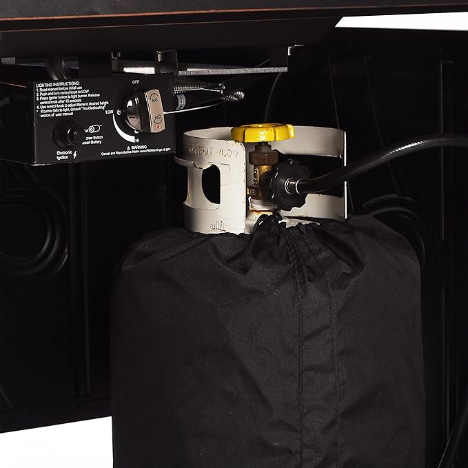 Oakland Living Black Aluminum Patio Fire Table Set with Four Deep Seating Loveseat with Cushions with Black Cushions