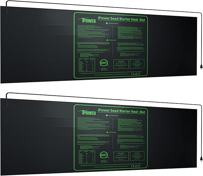 iPower 2-Pack Durable Waterproof Seedling Heat Mat 48" x 20" Warm Hydroponic Plant Germination Starting Pad