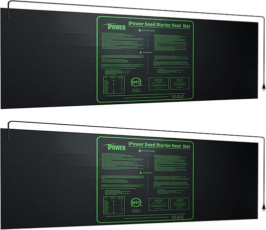 iPower 2-Pack Durable Waterproof Seedling Heat Mat 48" x 20" Warm Hydroponic Plant Germination Starting Pad
