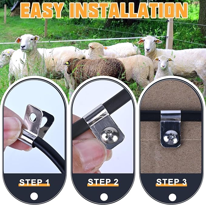 120 Pcs Fence Wire Clamps Stainless Steel Fencing Mounting Clips With120 Pcs Stainless Steel Screws for 12-16 Gauge Welded Wire to Wood, Metal or Vinyl Fence(X120 Kit)