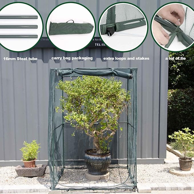 Portable 4'x4' Large 6FT Tall Plant Netting Cover Crop Cages Pest Guard Cover for Vegetables and Fruits Plant Durable Gardening Net with 4 Stakes