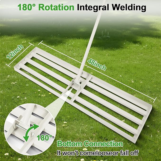 48"x12" Lawn Leveling Rake Heavy-Duty Galvanized Steel Lawn Leveler with an Adjustable 78'' Extra Long Handle Lawn Leveling Tool for Yard,Backyard,Garden,Golf,Farm,Pasture 6.5FT