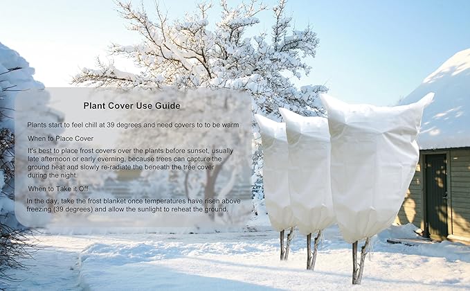 Gardzen 5-Pack Plant Cover Drawstring Tree Cover, Winter Freeze Plant Protection, Tree Jacket Frost Blanket for Outdoor Plants, 31" x 40"
