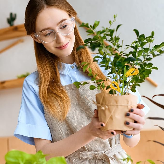 90PCS Yellow Sticky Traps for Indoors/Outdoor Gnat Traps for Plants Fungus Gnats Sticky Traps for Whiteflies Mosquitoes Fruitflies Thrips Aphids... Stake Holders Included Dual-Sided