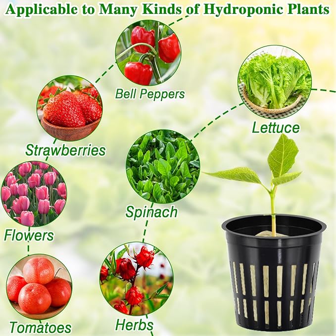 Halatool 36PCS 1.2-Inch Rockwool Cubes with 30PCS 2-Inch Net Cups for Hydroponics Great Hydroponic Kit for Cuttings Clone Plant Propagation Seed Starting & Soilless Cultivation