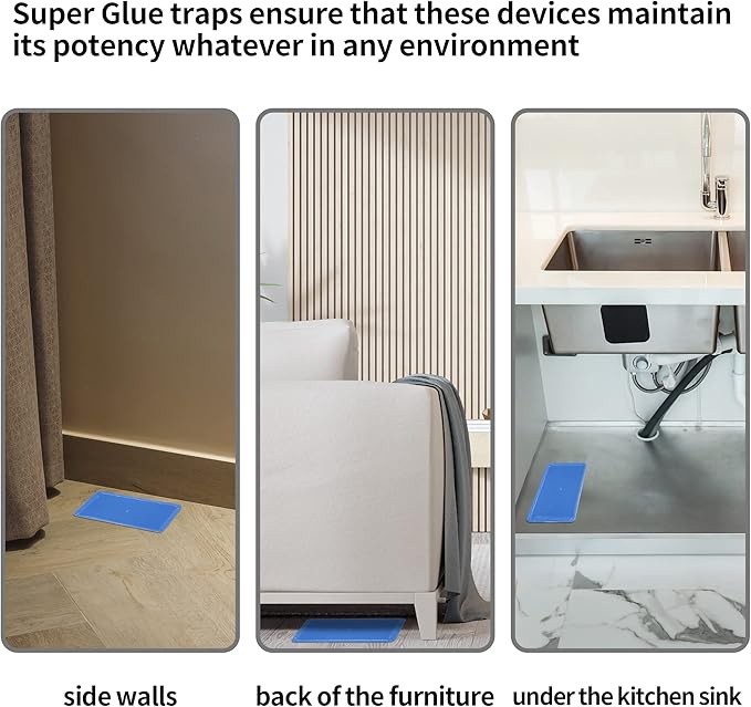 LULUCATCH Super Glue Traps 6 Pack for Mice & Snakes, Larger, Heavier Sticky Traps with Non-Toxic Glue. Sticky Mouse Traps Indoor, Easy to Set, Pet Safe Pest Control