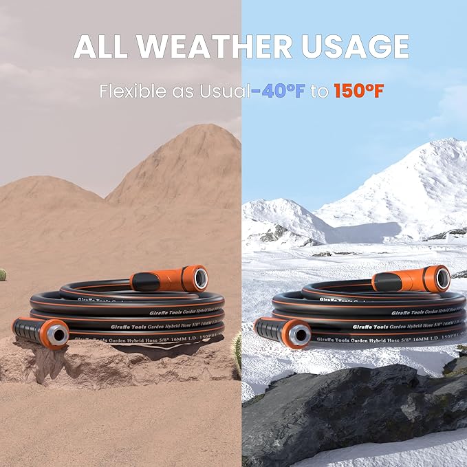 Giraffe Tools Garden Leader Hose 15ft x 5/8", Short Water Hose Heavy Duty, Flexible, Lightweight Hybrid Hose with Swivel Handle, Male to Female Fittings, Burst 600 PSI