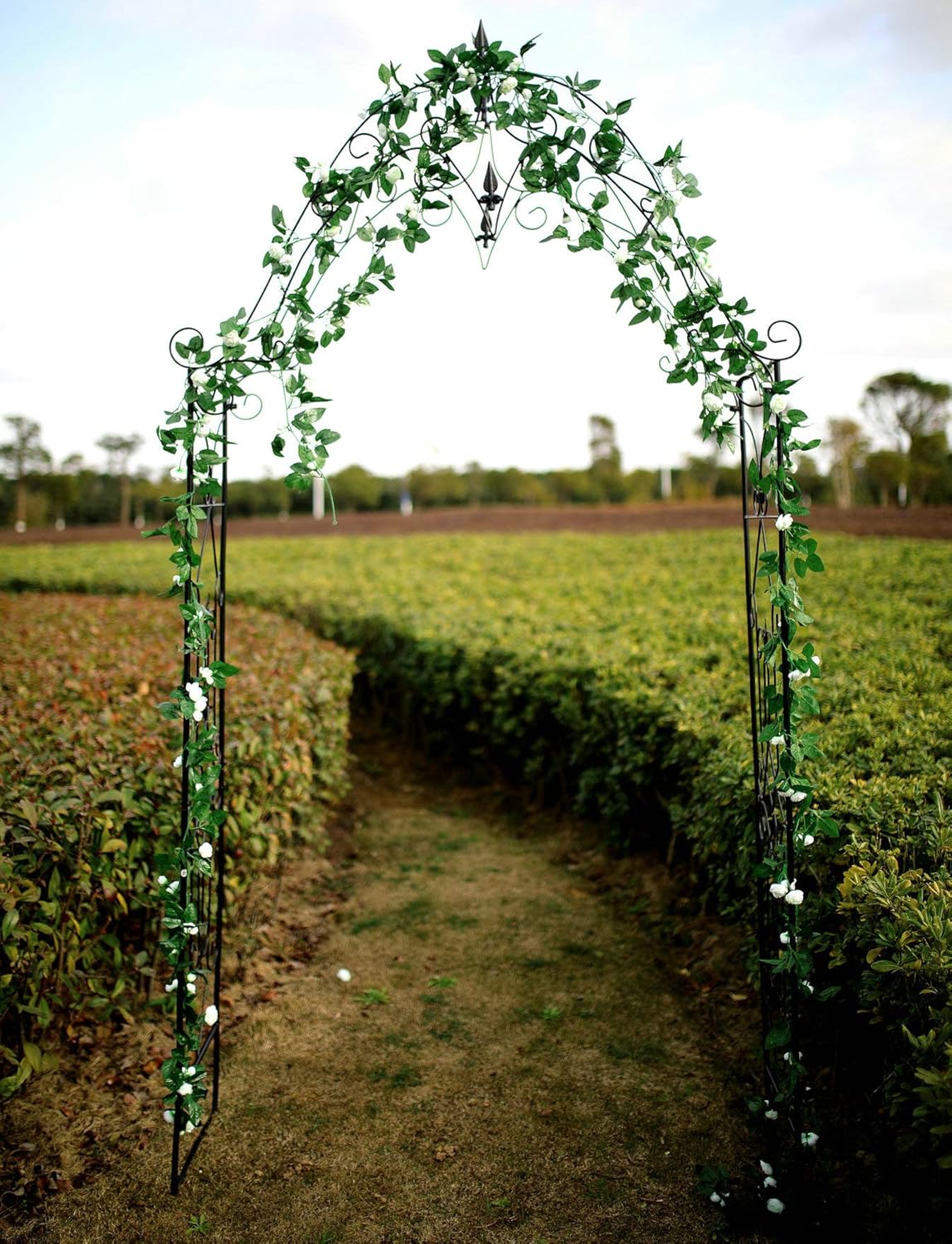 Steel Garden Arch, 8'1" High x 4'2" Wide, Garden Arbor for Various Climbing Plant, Outdoor Garden Lawn Backyard