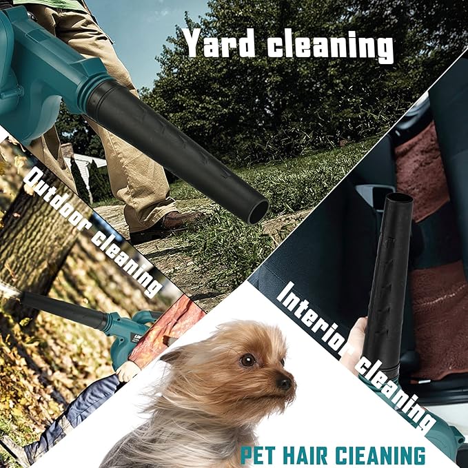 LIKI 20V Brushless Cordless Leaf Blower with 4.0Ah Battery & Fast Charger | 2-in-1 Sweeper/Vacuum, 3-Speed Adjustable, 20,000 RPM for Leaves, Snow, and Outdoor Cleanup(4.0Ah Battery and Charger)