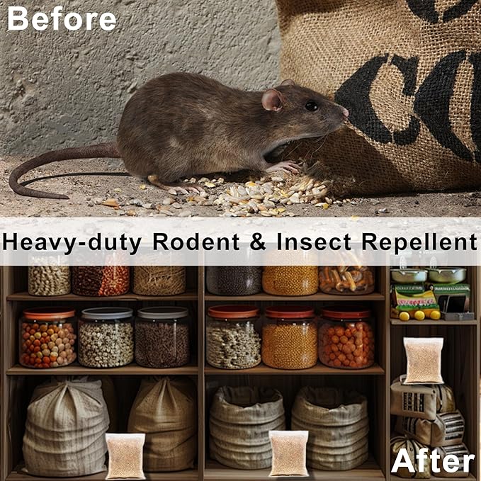 Mouse Repellent Pouches 12 Pack with Peppermint Oil,Mice Deterrent for Indoor Outdoor,Natural Rodent Repellent Get Rid of Rats, Mice, Squirrels - Safe for Pets and Family Rat Repellents for House, Car