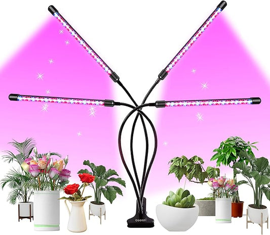 bseah Grow Light Plant Lights for Indoor Plants, Clip on with 3/9/12 H Timer, Full Spectrum Growing Lamp for Seed Starting (with AC Adapter)