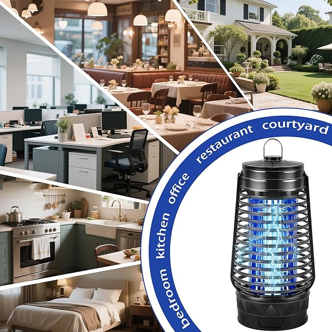 Lulu Home Bug Zapper, Plug-in Electric Mosquito Killer with Sticky Boards & 365nm Lamp Attracting Moths Gnats Flies, Plastic Insects Trap with Bulb Replacement for Indoor Hanging Use