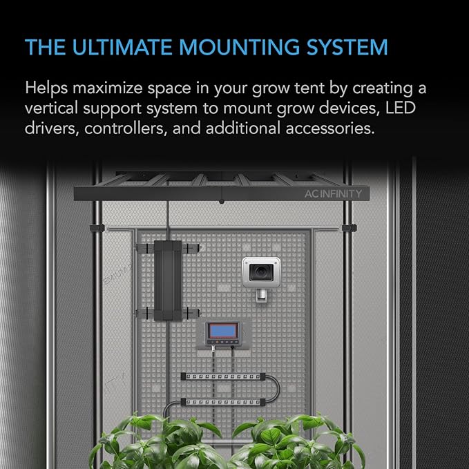 AC Infinity Gear Board, Grow Tent Equipment Board with Cable Management Slots, Steel Wall Organizer Mounts Clip Fans, Controllers, LED Drivers, and Ballasts in 5x5 Grow Tents or Smaller