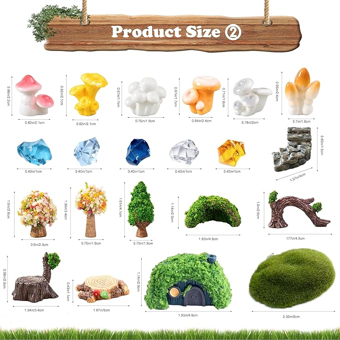 220Pcs Miniatures Fairy Garden Accessories, Mini Fairy Garden Kit, Fairy Figurines House Outdoor Decor Resin