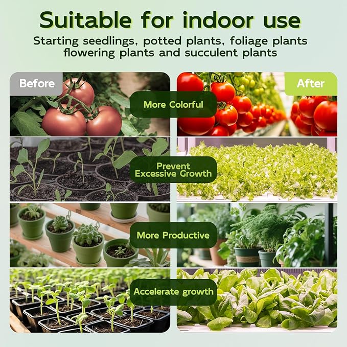 Hlite 16inch 4 Pack LED Grow Lights - Linkable Grow Lights for Indoor Plants, Full Spectrum Plant Lights Plug and Hanging Design with On/Off Switch Hanging Grow Light from seedling to Flowering, Black