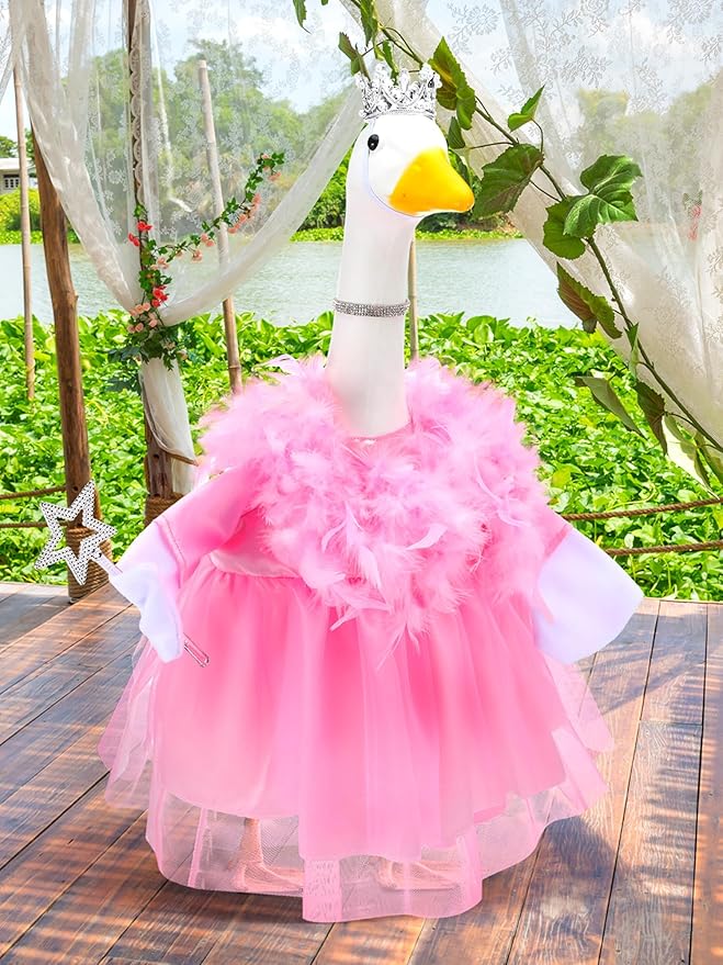 Outus Princess Goose Outfits Princess Skirt for Porch Goose 23 Inch Holiday Lawn Funny Geese Cloth for Princess Themed Birthday Parties Spring Baby Shower Yard Garden Outdoor Decor